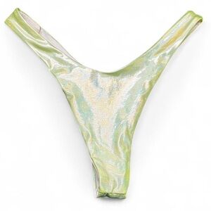 Iridescent Lime-green high-cut Bikini bottom, M